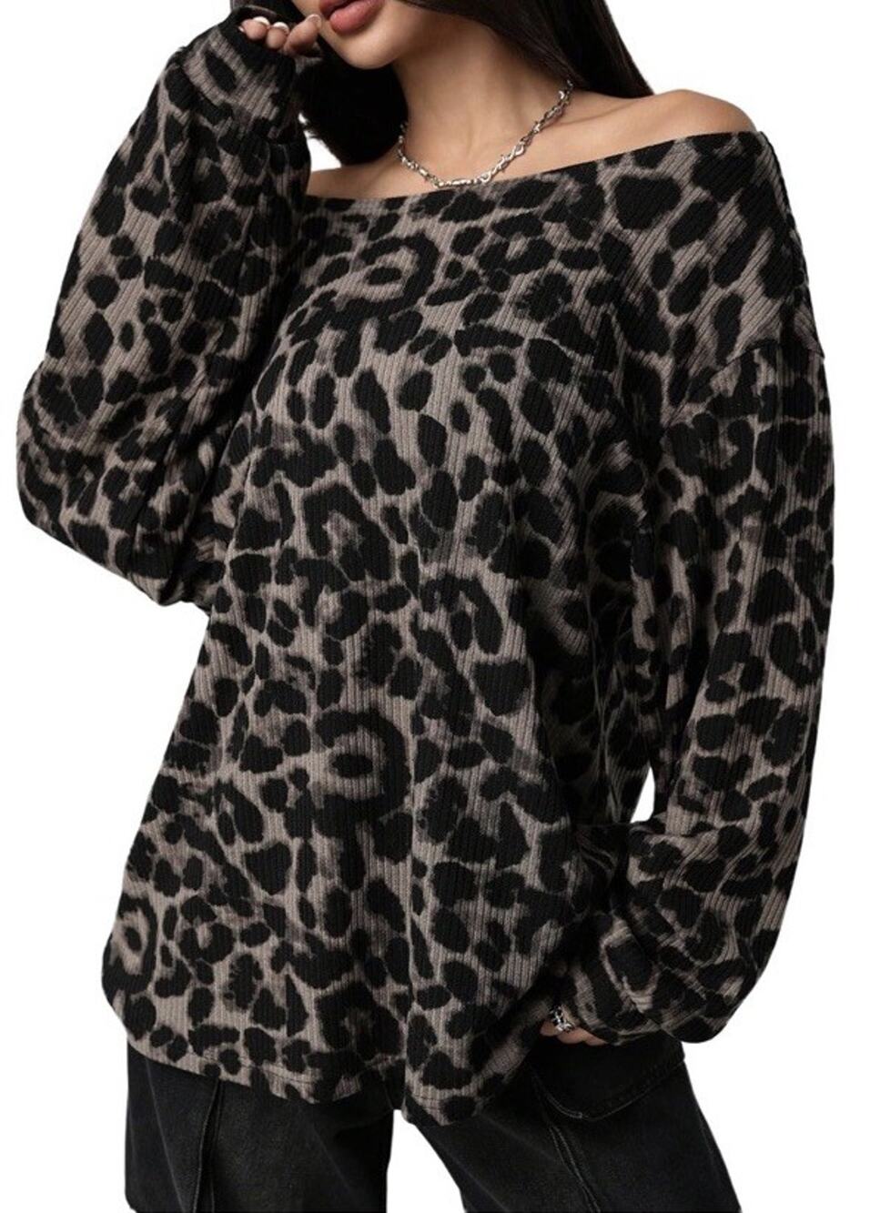 Women’s Y2K Camo Long Sleeve Boat Neck Top Edgy Clubwear Blouse Medium